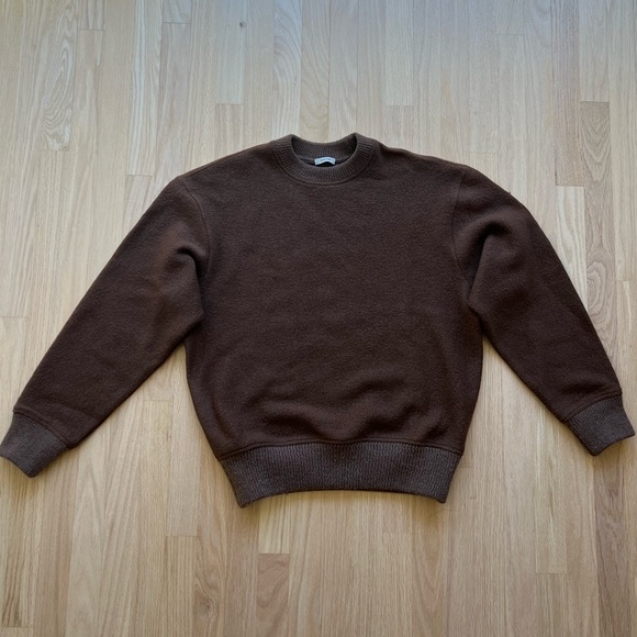 System Homme Brown Wool Crewneck Sweater - Size 46 (XS) - Oversized Fit - Picture 4 of 9